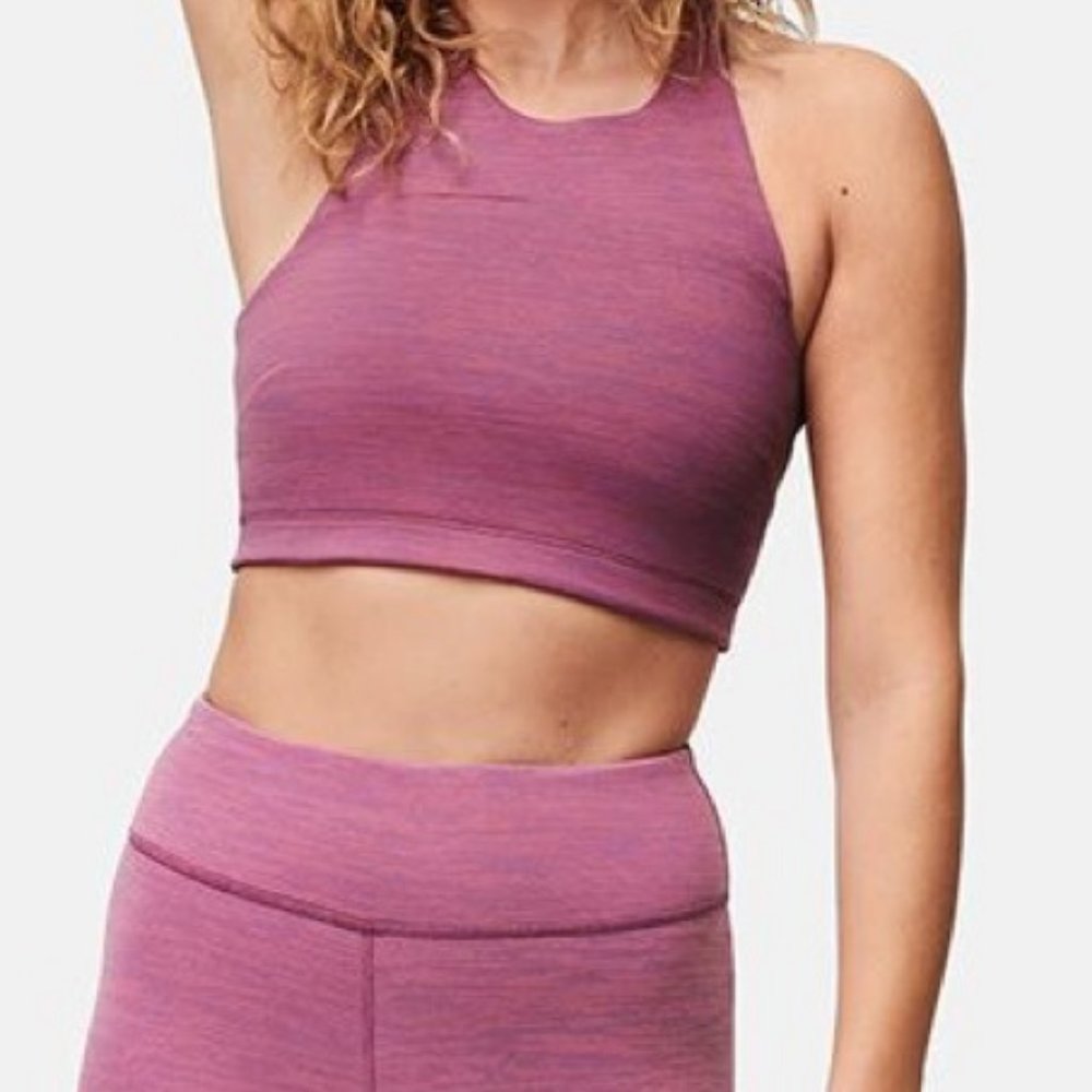Outdoor Voices Tech Sweat Crop in Mulberry